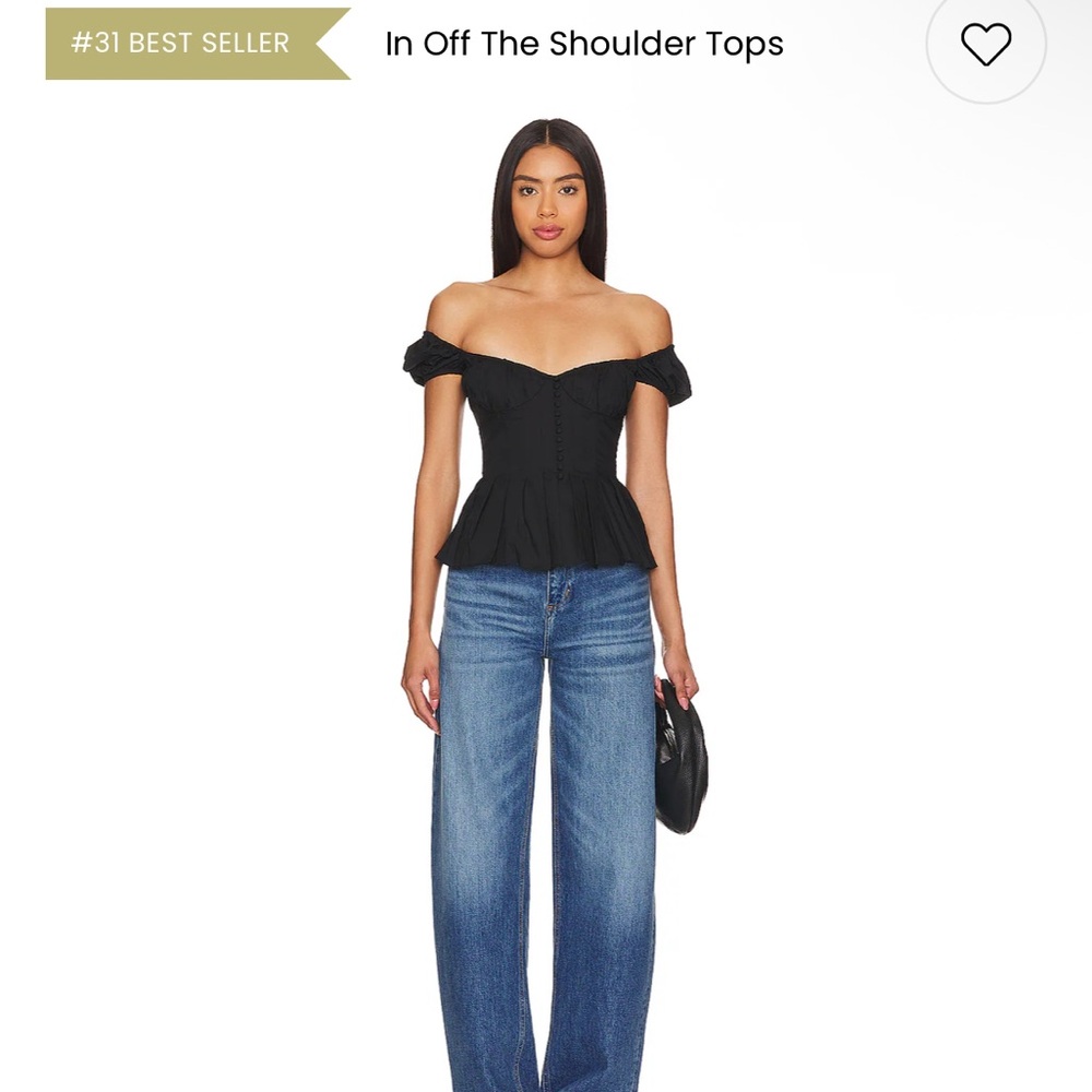 x REVOLVE Larna Top in Black offshoulder peplum